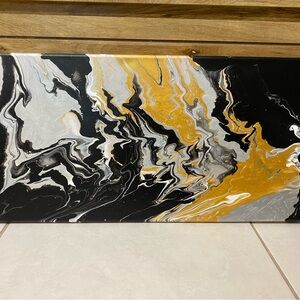 Abstract Black and Gold Canvas Art